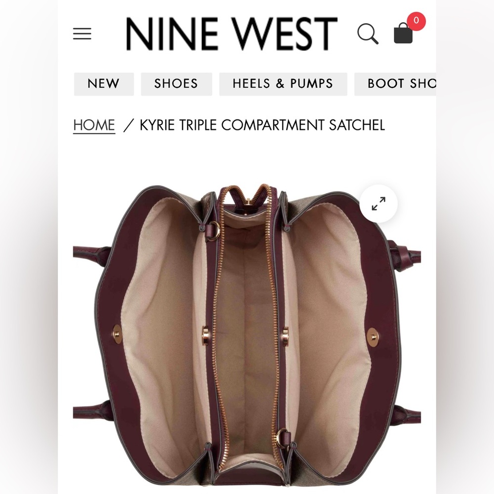 Nine West Kyrie Triple Compartment Satchel Handbag Purse - Picture 2 of 9